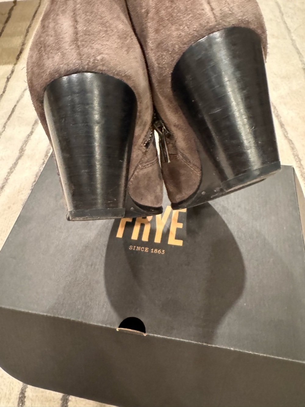 Frye Gray Suede Ankle Booties with Side Zipper - Picture 5 of 7